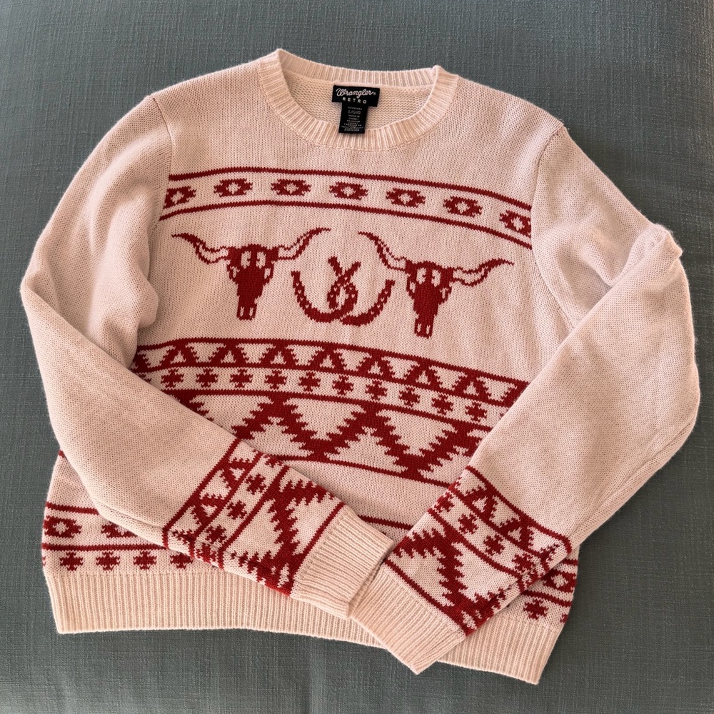 Women’s Large Wrangler Retro Sweater Western Aztec Pattern Coastal Cowgirl